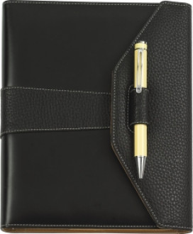 Бизнес-организатор с ручкой, 135*185 мм, на кольцах, черный, с ручкой, бумага 80 г/м2, кремовый