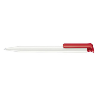 Ручка кулькова Super Hit Polished Basic пластик, корпус білий, кліп червоний 186