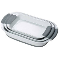 Набор из 3х фарфоровых блюд с силиконовыми ручками и днищем