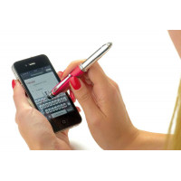 Пластиковая ручка-стилус с фонариком 3 в 1