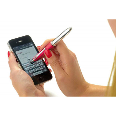 Пластиковая ручка-стилус с фонариком 3 в 1