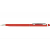 Ручка кулькова металева ECONOMIX STYLUS. Корпус червоний, пише синім