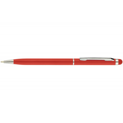 Ручка кулькова металева ECONOMIX STYLUS. Корпус червоний, пише синім