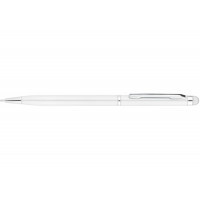 Ручка кулькова металева ECONOMIX STYLUS. Корпус білий, пише синім
