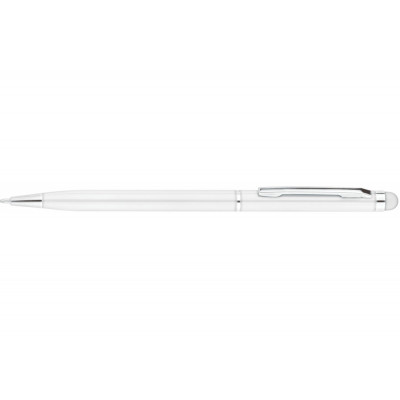 Ручка кулькова металева ECONOMIX STYLUS. Корпус білий, пише синім