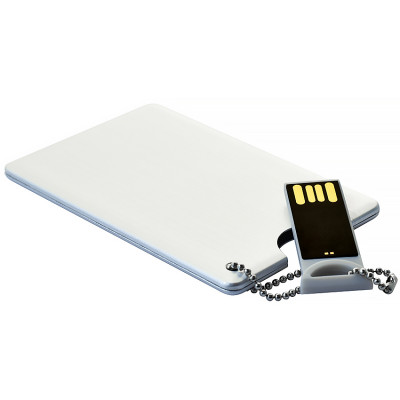 Металлический USB флеш-накопитель в виде кредитной карты, 32ГБ, серый цвет