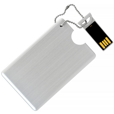 Металлический USB флеш-накопитель в виде кредитной карты, 64ГБ, серый цвет