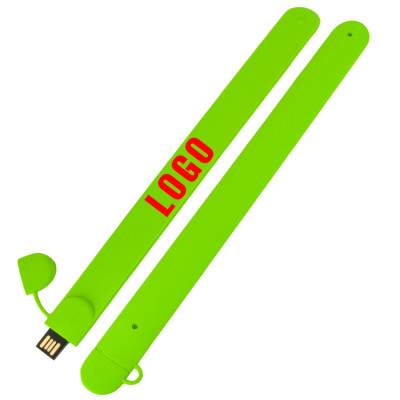 Силиконовый USB флеш-накопитель Браслет, 32ГБ, розовый цвет