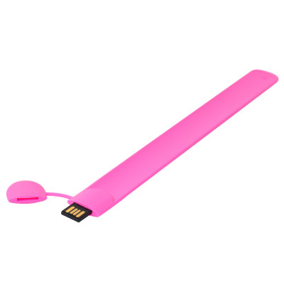 Силиконовый USB флеш-накопитель Браслет, 64ГБ, розовый цвет