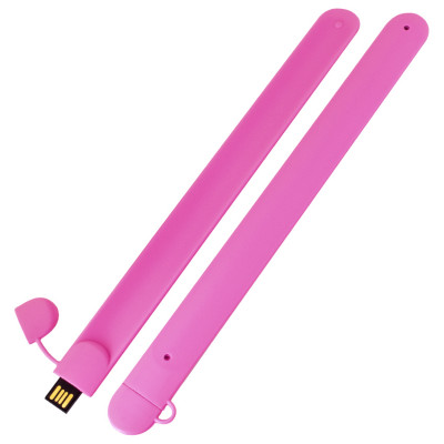 Силиконовый USB флеш-накопитель Браслет, 64ГБ, розовый цвет