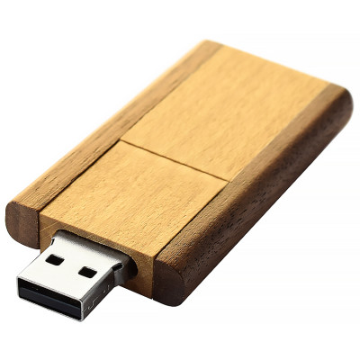 Деревянный USB флеш-накопитель, 64ГБ, коричневый цвет