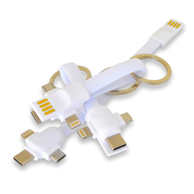 Универсальный USB кабель 3 в 1: USB-Lightning-MicroUSB-Type C, 11 см, белый цвет