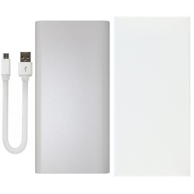 Power Bank (повербанк) под нанесение Вашего лого, 11000 mAh, серебристый цвет