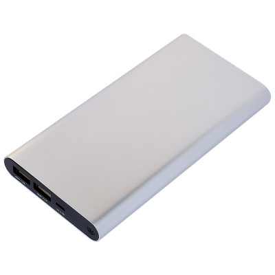 Power Bank (повербанк) под нанесение Вашего лого, 11000 mAh, серебристый цвет