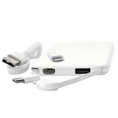 Power Bank (повербанк) под нанесение Вашего лого, 5000 mAh, белый цвет