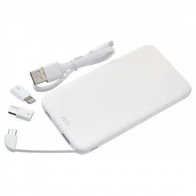 Power Bank (повербанк) под нанесение Вашего лого, 5000 mAh, белый цвет