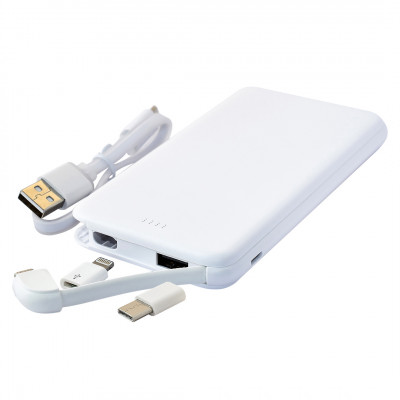 Power Bank (повербанк) под нанесение Вашего лого, 10000 mAh, белый цвет