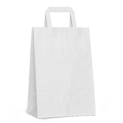 Крафт-пакет 23x10x32 белый с плоскими ручками