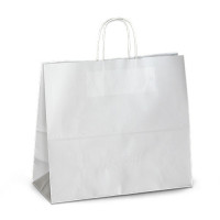 Крафт-пакет 32х13х28 белый с витыми ручками