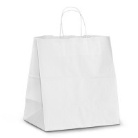 Крафт-пакет 32x19x34 белый с витыми ручками "на вынос"