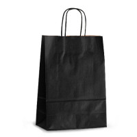 Крафт-пакет 23х10х32 черный с витыми ручками