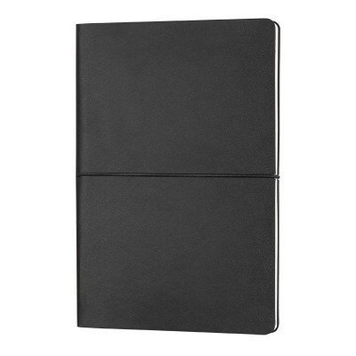 Блокнот BLACKY А5, 140х210 мм, мягкая обложка, в клеточку, 192 страницы, карман для визиток, черная резинка-фиксатор 2 мм