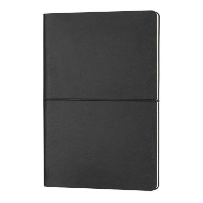 Блокнот BLACKY А5, 140х210 мм, мягкая обложка, в клеточку, 192 страницы, карман для визиток, черная резинка-фиксатор 2 мм