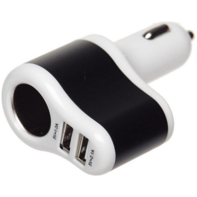 Автомобільний зарядний пристрій 2 порти USB 2.0 + розгалужувач