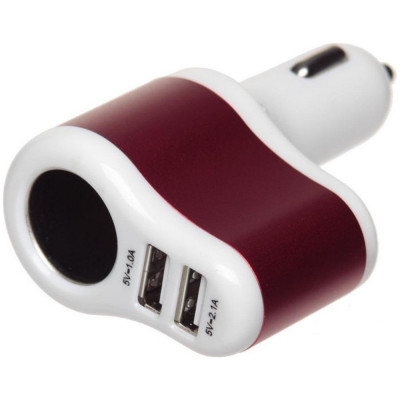 Автомобільний зарядний пристрій 2 порти USB 2.0 + розгалужувач