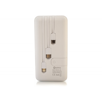Мобільна батарея (Power Bank) Optima 4100, 10 000 mAh, 2*USB output, 5V 2.1A, колір білий