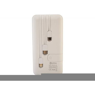 Мобільна батарея (Power Bank) Optima 4100, 10 000 mAh, 2*USB output, 5V 2.1A, колір білий