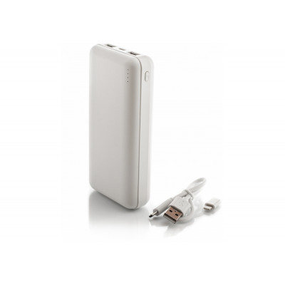 Мобільна батарея (Power Bank) Optima 4107, 20 000 mAh, 2*USB output, 5V 2.1A, колір білий