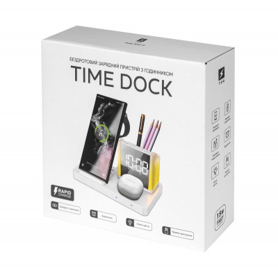 Бездротовий зарядний пристрій з годинником Time Dock, TM TEG