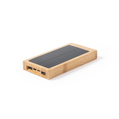 Повербанк Bamboo 10000 mAh, бездротова зарядка 5W, сонячна зарядка
