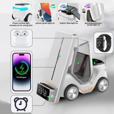 Бездротовий зарядний пристрій DriveCharge 15W з підсвічуванням та годинником