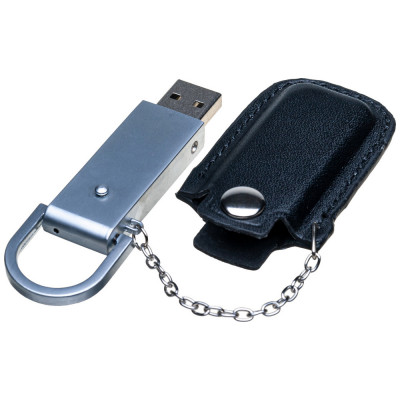 Флеш-память „Престиж“ 128 Гб металл + кожа