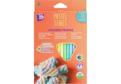 Олівці кольорові преміум "PASTEL" тригранні, 18 кольорів