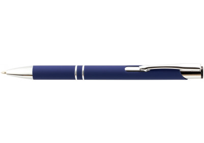Ручка кулькова металева Economix promo SOFT. Корпус темно синій, пише синім