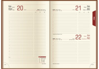 Щоденник датований 2022, натуральна шкіра, червоний, кремовий блок, А5