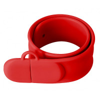 Силиконовый USB флеш-накопитель Браслет, 64ГБ, красный цвет