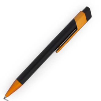 Ручка шариковая черная NORA с цветным клипом