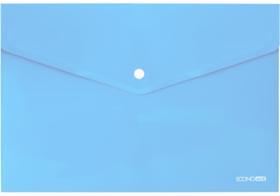 Папка-конверт А4 на кнопці Economix, 180 мкм, непрозора, фактура "глянець", пастельна блакитна