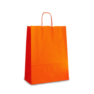 Крафт-пакет 32х13х42,5 оранжевый с витыми ручками
