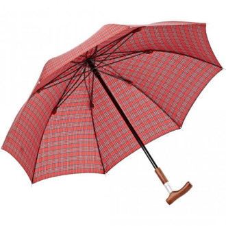 Зонт трость автомат DUO Safebrella® Gr. M, ф105, красный в клетку