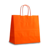 Крафт-пакет 25x11x24 оранжевый с витыми ручками