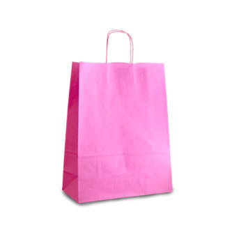 Крафт-пакет 32х13х42,5 розовый с витыми ручками