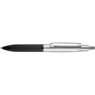 Ручка шариковая Devon корпус металл, клип хром, черная мягкая зона грифа