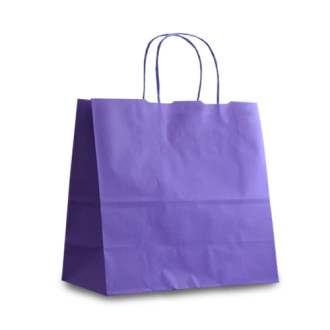 Крафт-пакет 25x11x24 фиолетовый с витыми ручками