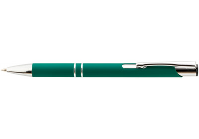 Ручка кулькова металева Economix promo SOFT. Корпус зелений, пише синім