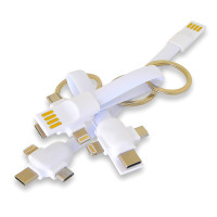 Универсальный USB кабель 3 в 1: USB-Lightning-MicroUSB-Type C,  11 см, белый цвет